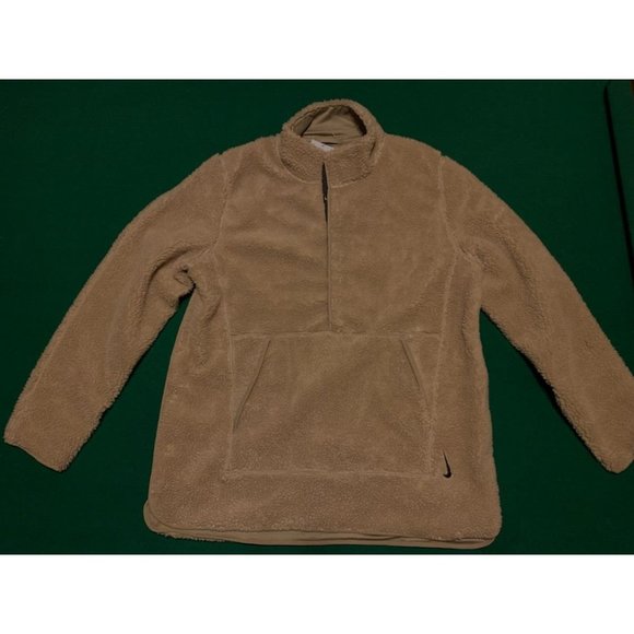 Nike Yoga Therma-Fit Sherpa Fleece Pullover Training Sweatshirt DD2182-247 Khaki - Picture 5 of 11